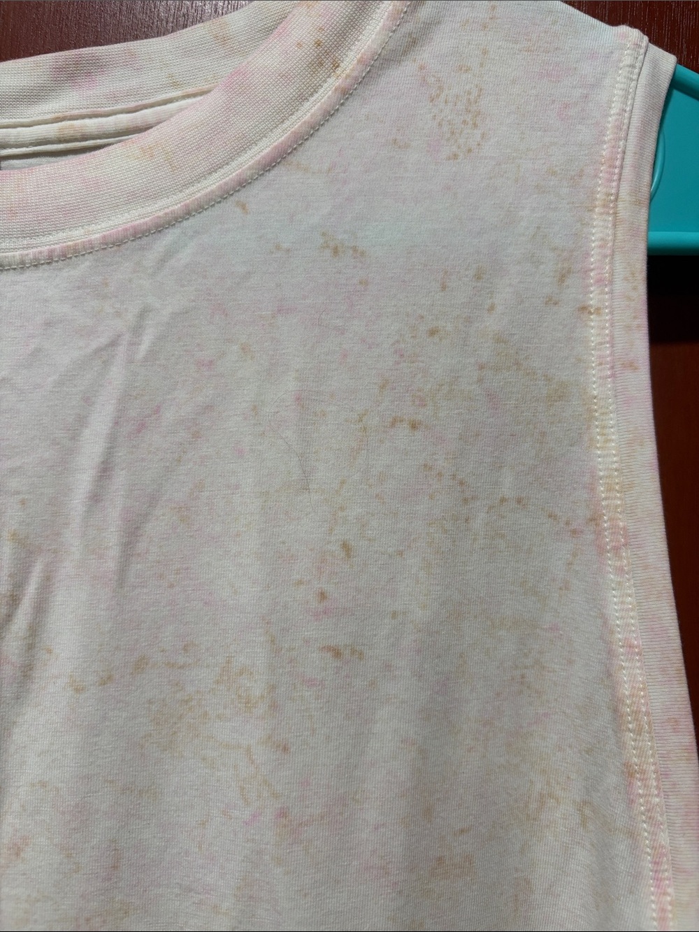 Women's Sleeveless Crewneck Muscle Tank Top - Light Pink Tie Dye - Picture 2 of 9